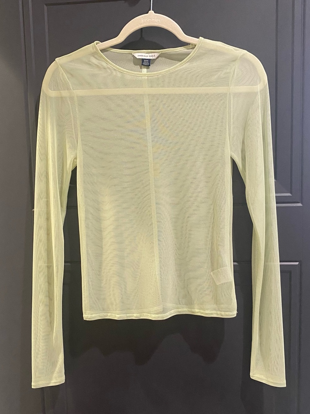 American Eagle Outfitters Sheer Long Sleeve Top - Light Lime